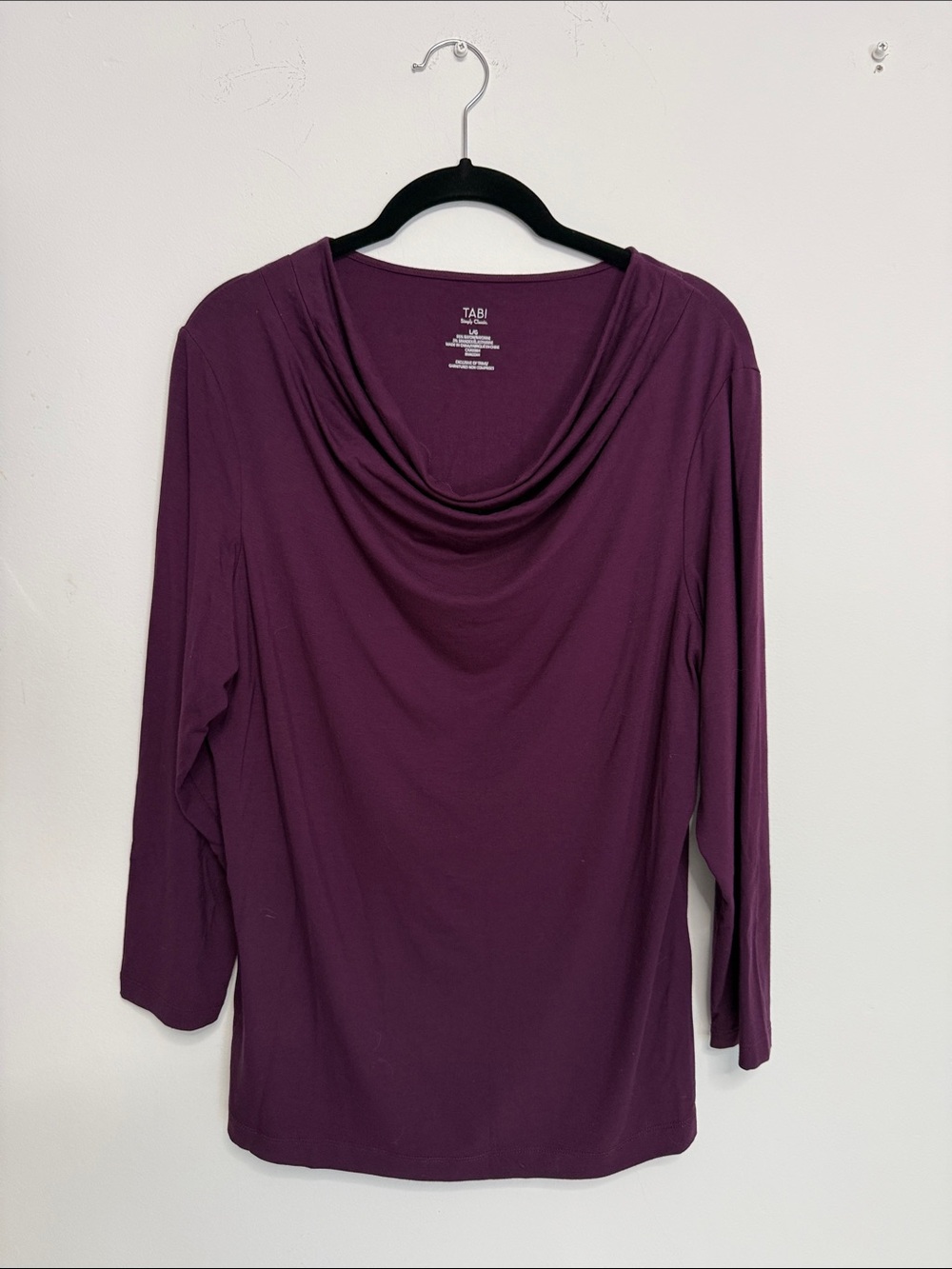 TABI Women's Plum Cowl-Neck Long Sleeve Tee